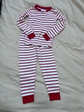 LAKE Pima cotton Long-Sleeve Red & White Striped Pajama Set size 5